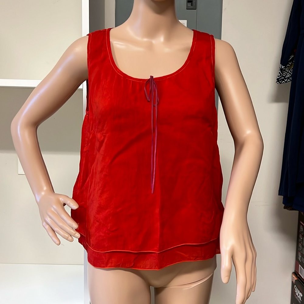 Johnny Was vintage silky red sleeveless tank top size medium
